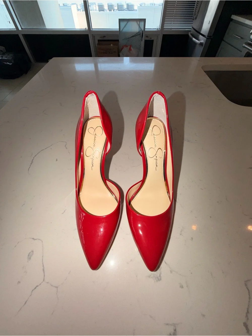 Jessica Simpson Prizma Patent d'Orsay Pumps: Red Muse